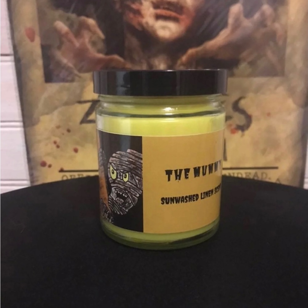 Halloween 9 Ounce Candle Of The Mummy. Handmade. Horror Decor. Books. Movies.
